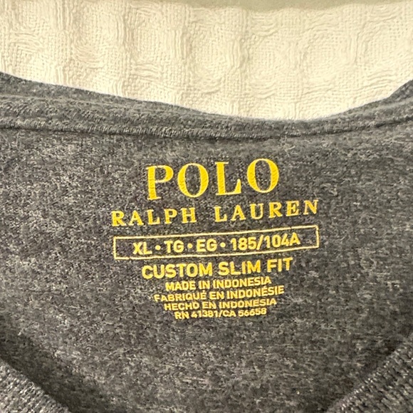 Polo by Ralph Lauren Men's Charcoal V-Neck Tee Size XL - Picture 2 of 5